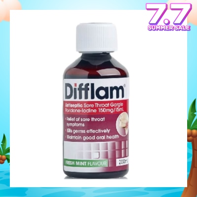 DIFFLAM Antiseptic Sore Throat Gargle (Relief Sore Throat Symptoms + Maintain Good Oral Health) 200ml
