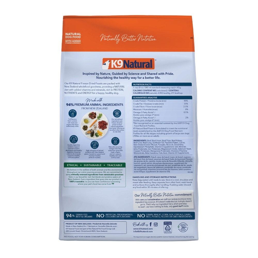 Beef Feast Freeze-Dried Dog Food 3.6kg