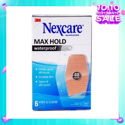 NEXCARE™ Max Hold Bandage Plaster For Knee & Elbow Waterproof (Holds Up to 48hr + Germ & Dirt Proof) 6s