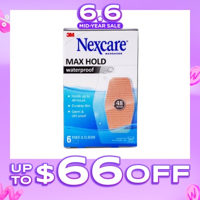NEXCARE™ - Max Hold Bandage Plaster For Knee & Elbow Waterproof (Holds Up to 48hr + Germ & Dirt Proof) 6s