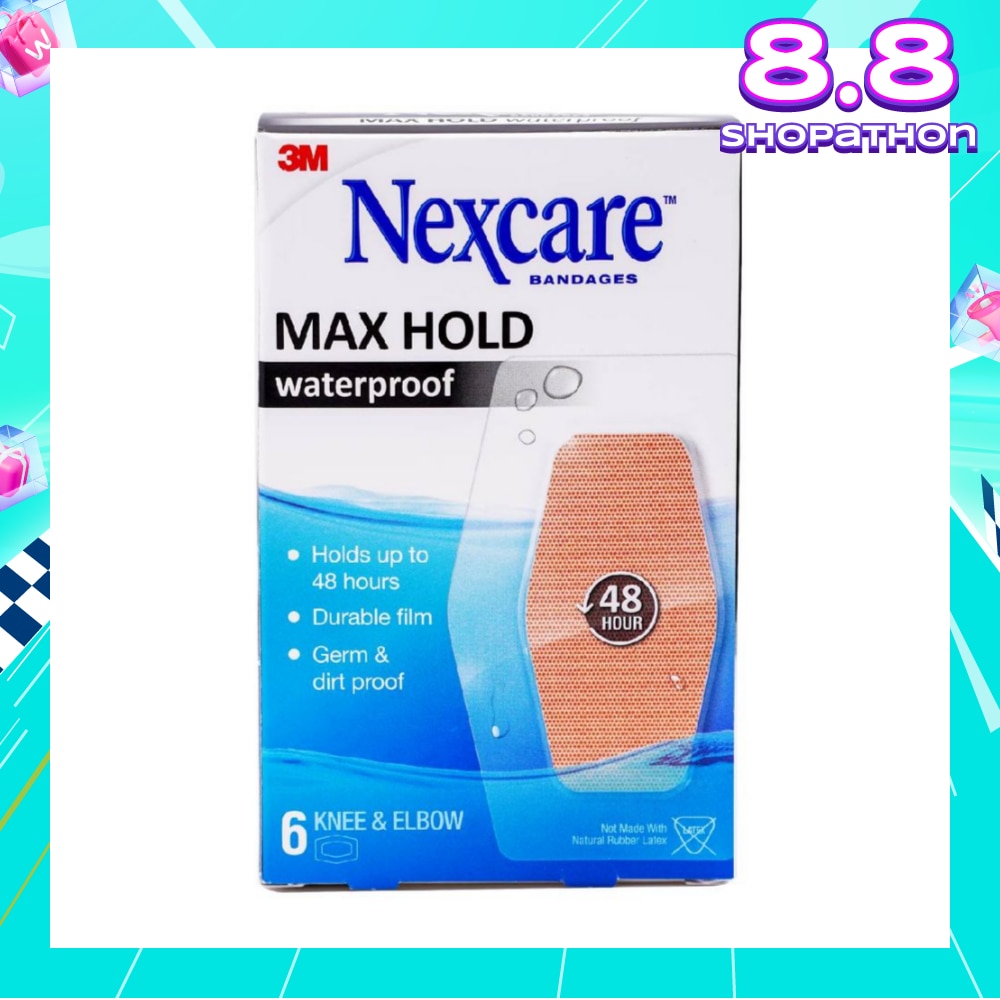 Max Hold Bandage Plaster For Knee & Elbow Waterproof (Holds Up to 48hr + Germ & Dirt Proof) 6s