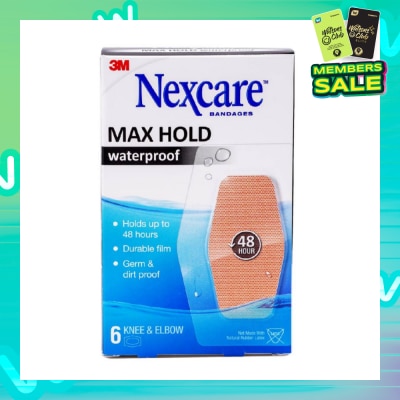NEXCARE™ Max Hold Bandage Plaster For Knee & Elbow Waterproof (Holds Up to 48hr + Germ & Dirt Proof) 6s