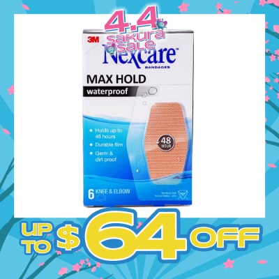 NEXCARE™ - Max Hold Bandage Plaster For Knee & Elbow Waterproof (Holds Up to 48hr + Germ & Dirt Proof) 6s