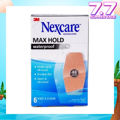 NEXCARE™ Max Hold Bandage Plaster For Knee & Elbow Waterproof (Holds Up to 48hr + Germ & Dirt Proof) 6s