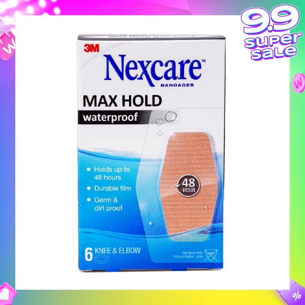 Max Hold Bandage Plaster For Knee & Elbow Waterproof (Holds Up to 48hr + Germ & Dirt Proof) 6s