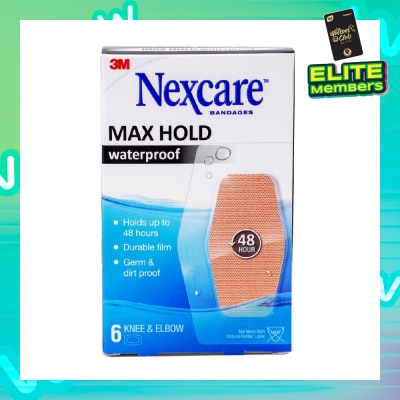 NEXCARE™ Max Hold Bandage Plaster For Knee & Elbow Waterproof (Holds Up to 48hr + Germ & Dirt Proof) 6s