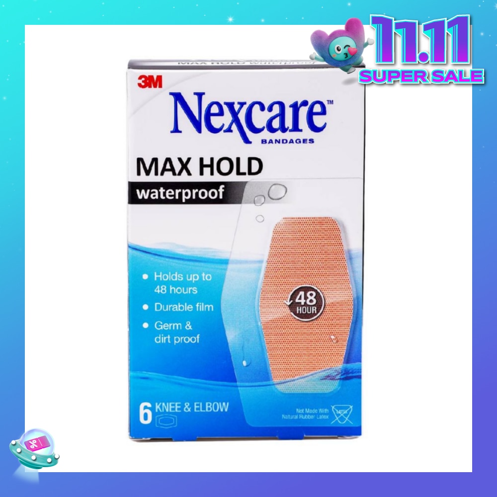 Max Hold Bandage Plaster For Knee & Elbow Waterproof (Holds Up to 48hr + Germ & Dirt Proof) 6s