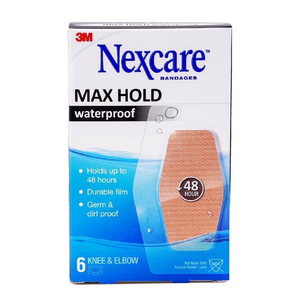 Max Hold Bandage Plaster For Knee & Elbow Waterproof (Holds Up to 48hr + Germ & Dirt Proof) 6s