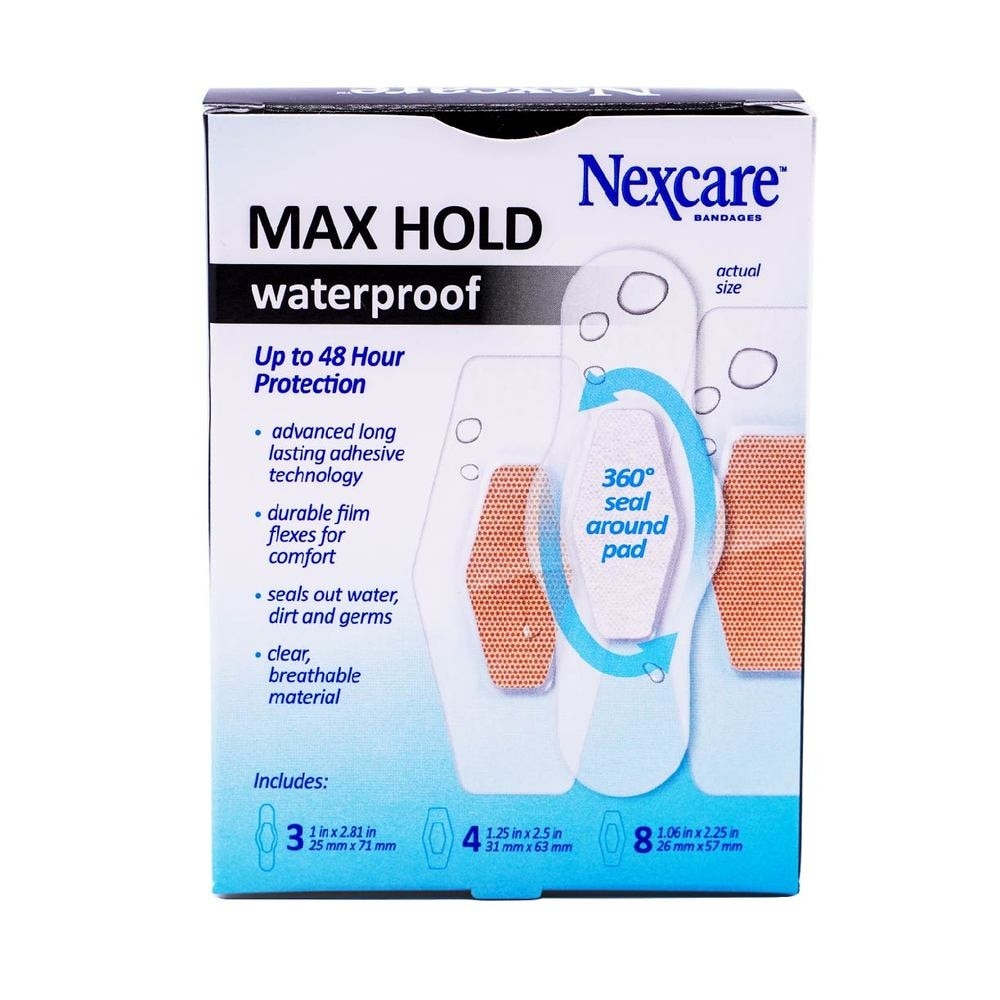 Max Hold Bandage Plaster Waterproof Assorted (Holds Up to 48hr + Seals Out Water, Dirt & Germ) 15s