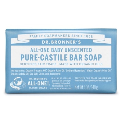 DR BRONNER'S Baby Unscented Castile Bar Soap 140 g