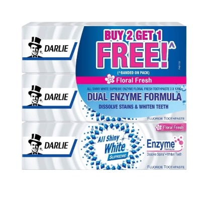 DARLIE All Shiny White Supreme Dual Enzyme Formula Toothpaste Floral Fresh 120g x 3s