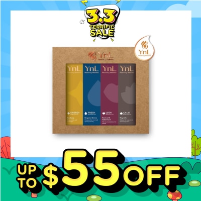 YnL YnL Aromatherapy Medicated Oil 10ml Gift Packset (Energy: Sea Spray + Fresh: Bergamot & Lime + Lush: Patchouli & Cedarwood + Calm: Magnolia)