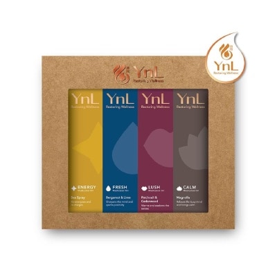 YnL YnL Aromatherapy Medicated Oil 10ml Gift Packset (Energy: Sea Spray + Fresh: Bergamot & Lime + Lush: Patchouli & Cedarwood + Calm: Magnolia)