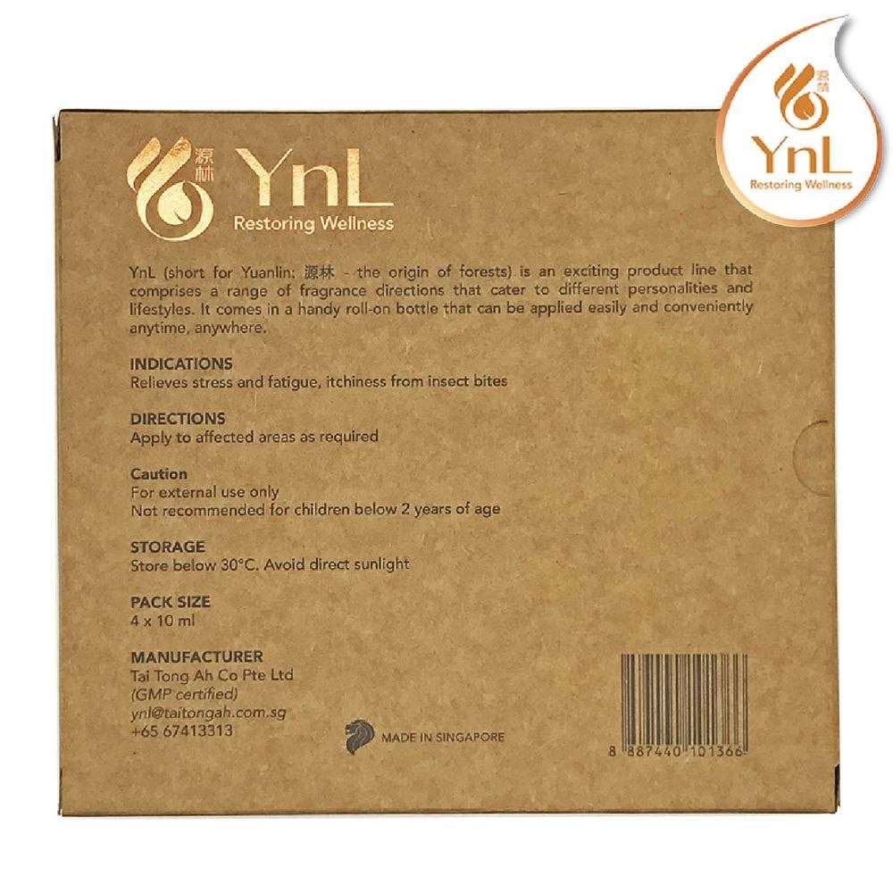 YnL Aromatherapy Medicated Oil 10ml Gift Packset (Energy: Sea Spray + Fresh: Bergamot & Lime + Lush: Patchouli & Cedarwood + Calm: Magnolia)