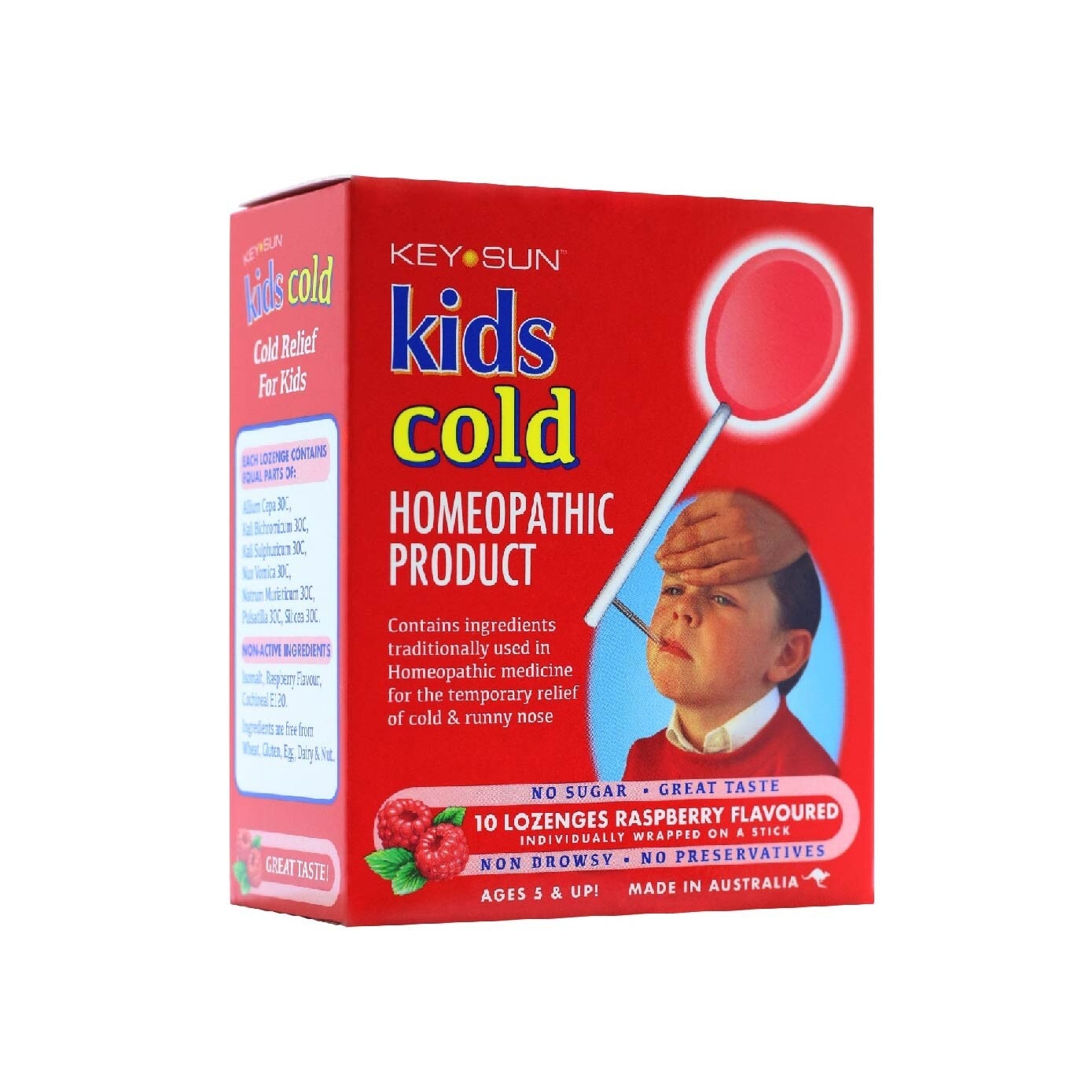 All Kids Natural Lozenges for Kids Raspberry (Individually Packed + For Temporary Relief of Cold & Runny Nose + Suitable for Age 5 & Up) 10s