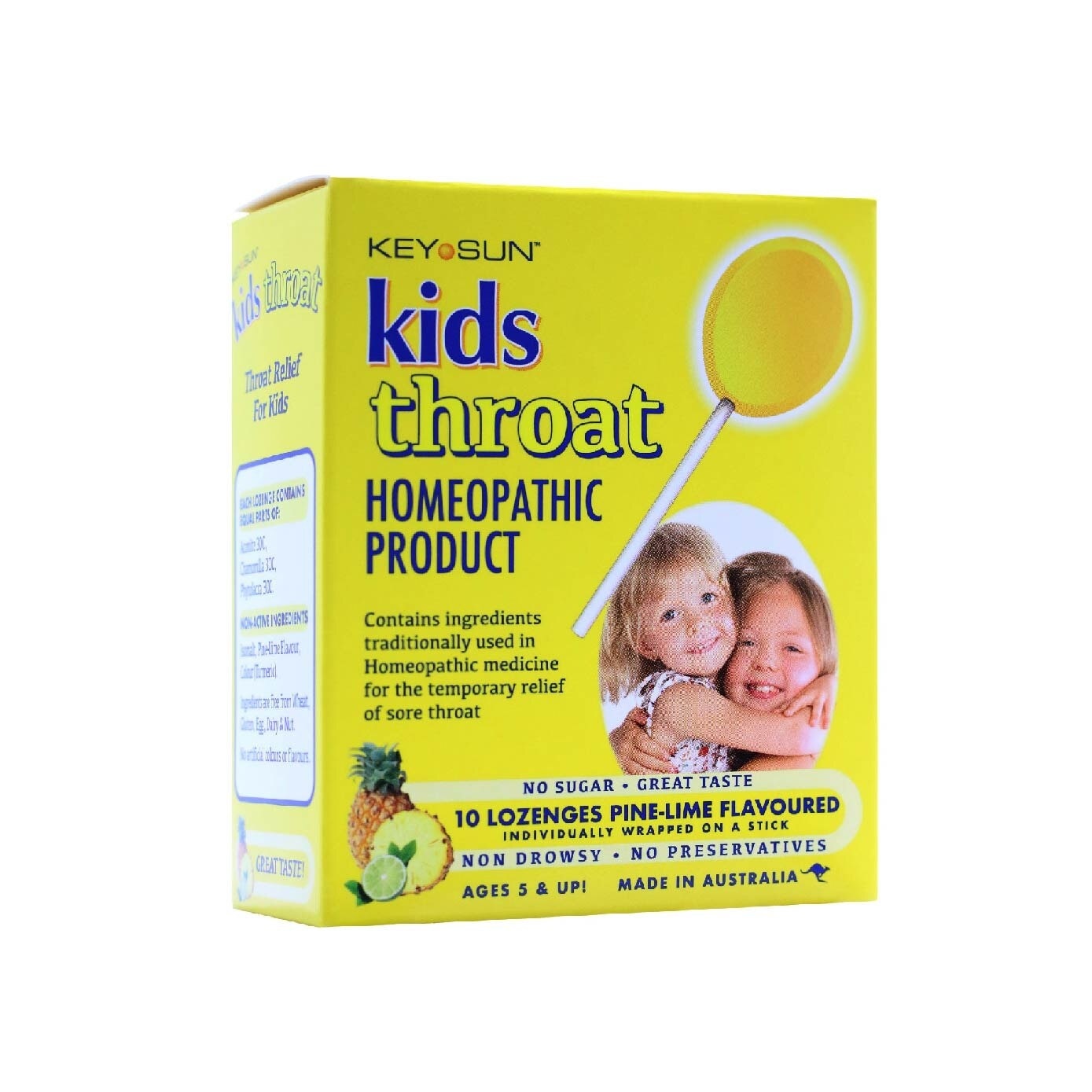 All Natural Kids Lozenges for Kids Pine-Lime (Individually Packed + For Temporary Relief of Cold & Runny Nose + Suitable for Age 5 & Up) 10s