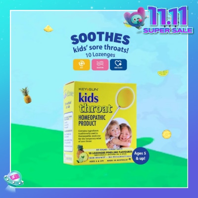 KEY SUN All Natural Kids Lozenges for Kids Pine-Lime (Individually Packed + Suitable for Age 5 & Up) 10s (Expiry: Feb`2026)