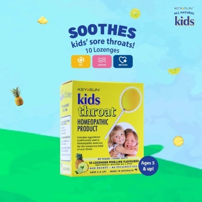 KEY SUN All Natural Kids Lozenges for Kids Pine-Lime (Individually Packed + For Temporary Relief of Cold & Runny Nose + Suitable for Age 5 & Up) 10s