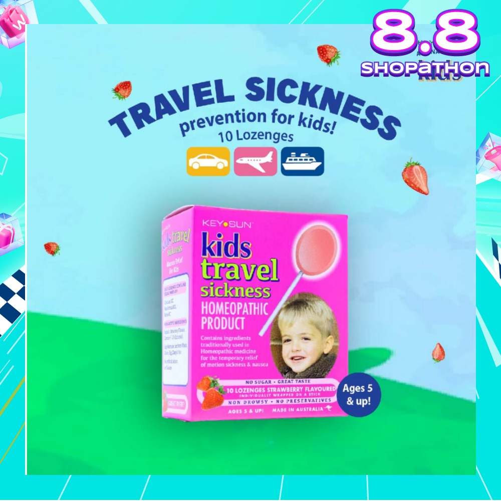 All Natural Kids Lozenges for Kids Strawberry (Individually Packed + For Temporary Relief of Motion Sickness & Nausea + Suitable for Age 5 & Up) 10s