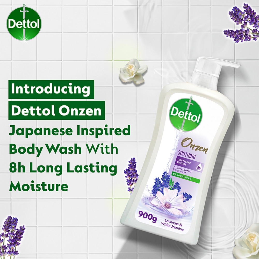 Onzen Soothing Body Wash Lavender & White Jasmine (99.9% Germ Protection + Healthy & Glowing Skin) 900g