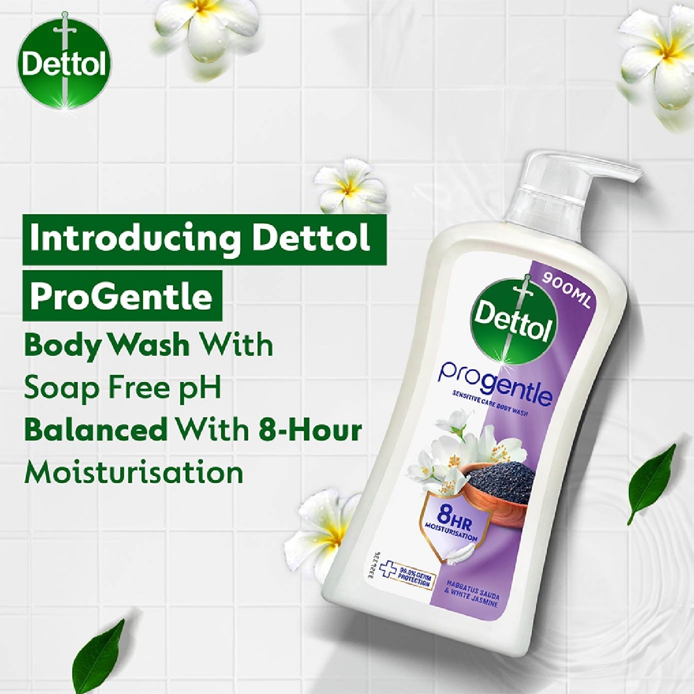 Onzen Soothing Body Wash Lavender & White Jasmine (99.9% Germ Protection + Healthy & Glowing Skin) 900g