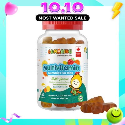 GUMAZING Kids Daily Multivitamin Gummy 30 Day Supply (Vitamins A, C, D, E, Bs + Zinc for Immune Support) 60s image