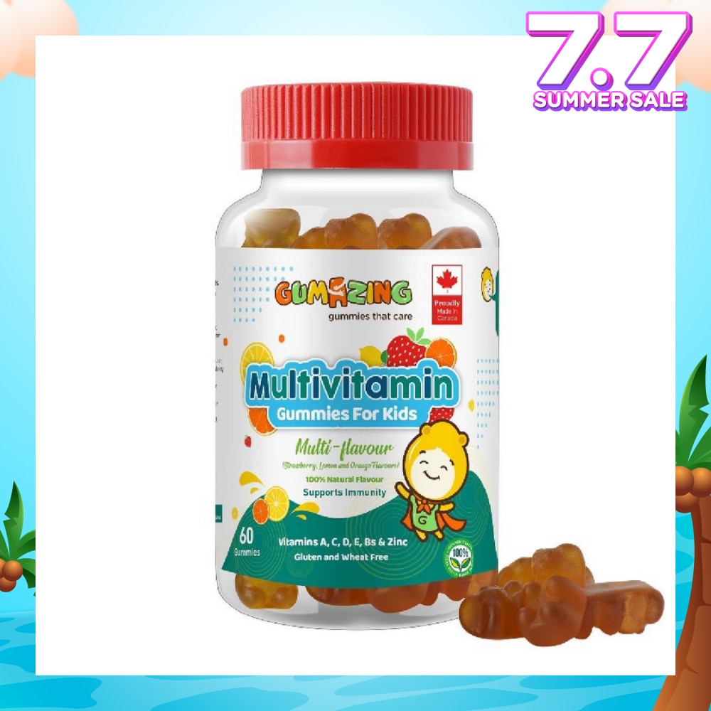 Kids Daily Multivitamin Gummy 30 Day Supply (Vitamins A, C, D, E, Bs + Zinc for Immune Support) 60s