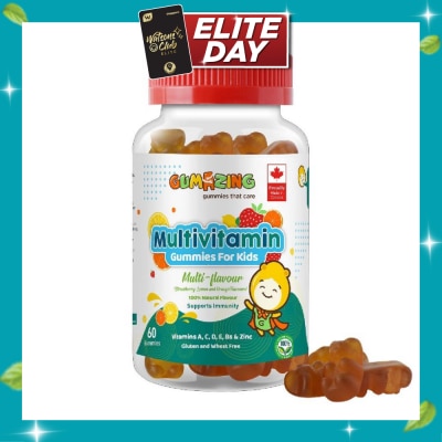GUMAZING Kids Daily Multivitamin Gummy 30 Day Supply (Vitamins A, C, D, E, Bs + Zinc for Immune Support) 60s image
