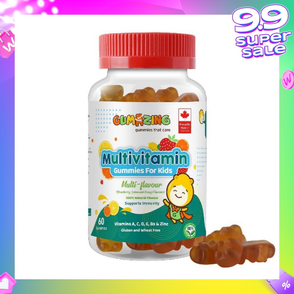 Kids Daily Multivitamin Gummy 30 Day Supply (Vitamins A, C, D, E, Bs + Zinc for Immune Support) 60s
