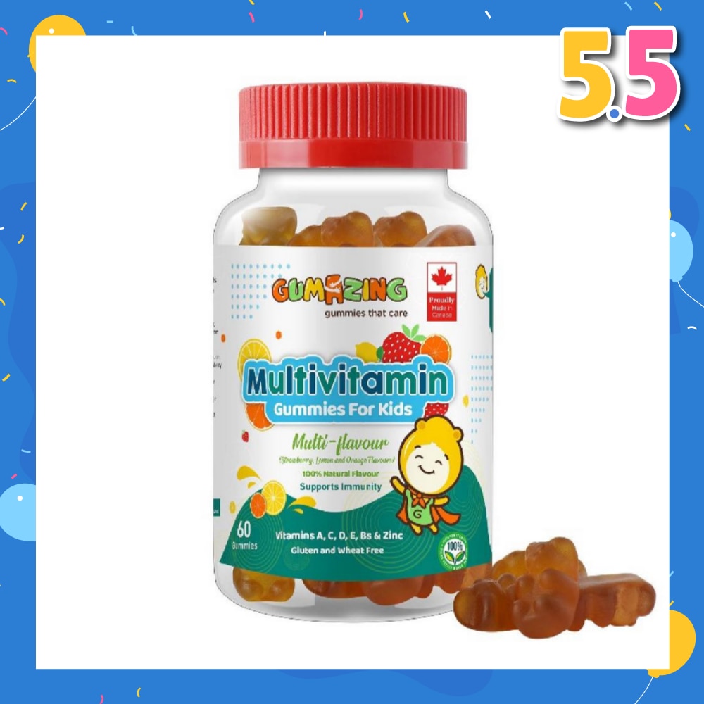 Kids Daily Multivitamin Gummy 30 Day Supply (Vitamins A, C, D, E, Bs + Zinc for Immune Support) 60s