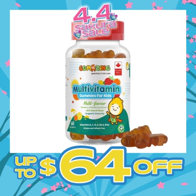 GUMAZING - Kids Daily Multivitamin Gummy 30 Day Supply (Vitamins A, C, D, E, Bs + Zinc for Immune Support) 60s