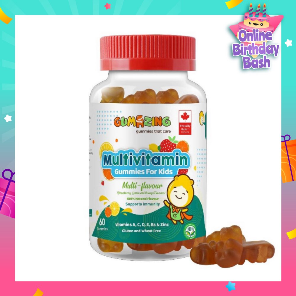 Kids Daily Multivitamin Gummy 30 Day Supply (Vitamins A, C, D, E, Bs + Zinc for Immune Support) 60s