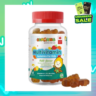GUMAZING Kids Daily Multivitamin Gummy 30 Day Supply (Vitamins A, C, D, E, Bs + Zinc for Immune Support) 60s