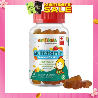 GUMAZING Kids Daily Multivitamin Gummy 30 Day Supply (Vitamins A, C, D, E, Bs + Zinc for Immune Support) 60s