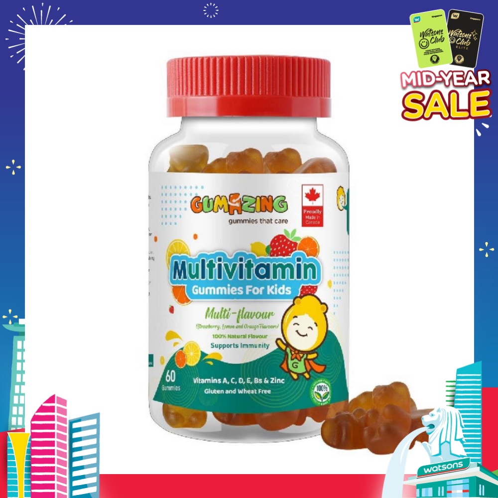 Kids Daily Multivitamin Gummy 30 Day Supply (Vitamins A, C, D, E, Bs + Zinc for Immune Support) 60s