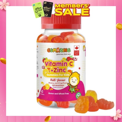 GUMAZING Kids Daily Gummy Vitamins C + Zinc 30 Day Supply (For Immune Support) 60s