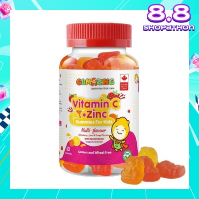 GUMAZING Kids Daily Gummy Vitamins C + Zinc 30 Day Supply (For Immune Support) 60s