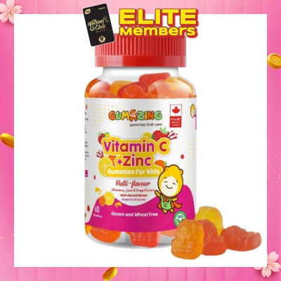 GUMAZING Kids Daily Gummy Vitamins C + Zinc 30 Day Supply (For Immune Support) 60s