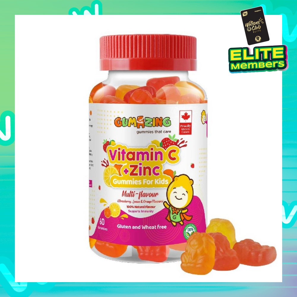 Kids Daily Gummy Vitamins C + Zinc 30 Day Supply (For Immune Support) 60s