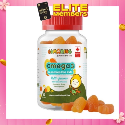 GUMAZING Kids Daily Gummy Vitamins Omega 3 Fish Oil 30 Day Supply (with EPA & DHA for Nutritional Brain Support) 60s