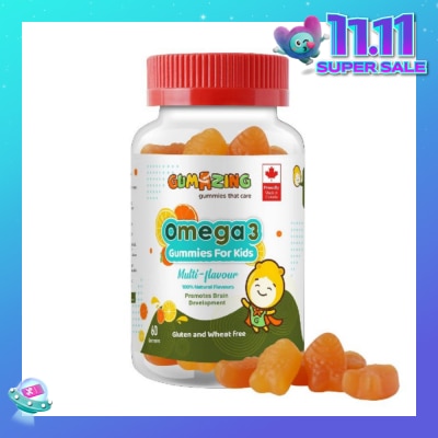 GUMAZING Kids Daily Gummy Vitamins Omega 3 Fish Oil 30 Day Supply (with EPA & DHA for Nutritional Brain Support) 60s