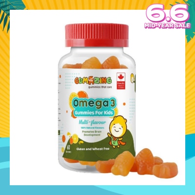 GUMAZING Kids Daily Gummy Vitamins Omega 3 Fish Oil 30 Day Supply (with EPA & DHA for Nutritional Brain Support) 60s