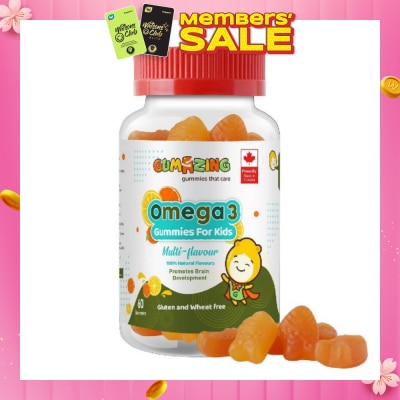 GUMAZING Kids Daily Gummy Vitamins Omega 3 Fish Oil 30 Day Supply (with EPA & DHA for Nutritional Brain Support) 60s