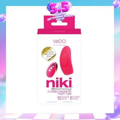 VEDO - Niki Rechargeable Panty Vibe (Foxy Pink) Rechargeable Flexible Magnetic Panty Vibe With Remote Control 1s