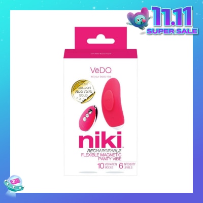 VEDO Niki Rechargeable Panty Vibe (Foxy Pink) Rechargeable Flexible Magnetic Panty Vibe With Remote Control 1s