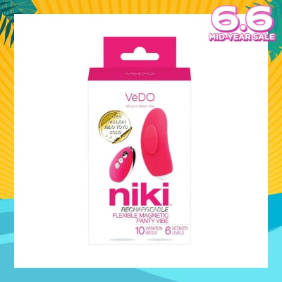 VEDO Niki Rechargeable Panty Vibe (Foxy Pink) Rechargeable Flexible Magnetic Panty Vibe With Remote Control 1s