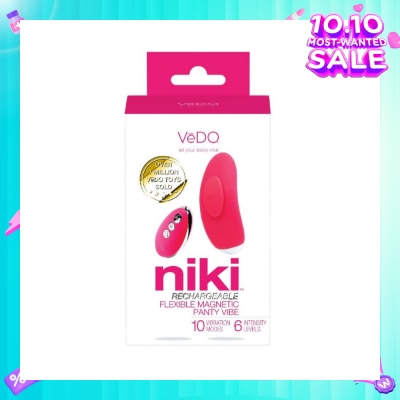 VEDO Niki Rechargeable Panty Vibe (Foxy Pink) Rechargeable Flexible Magnetic Panty Vibe With Remote Control 1s