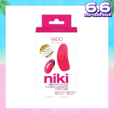 VEDO Niki Rechargeable Panty Vibe (Foxy Pink) Rechargeable Flexible Magnetic Panty Vibe With Remote Control 1s