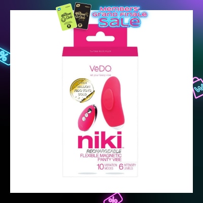 VEDO Niki Rechargeable Panty Vibe (Foxy Pink) Rechargeable Flexible Magnetic Panty Vibe With Remote Control 1s