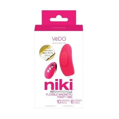 VEDO Niki Rechargeable Panty Vibe (Foxy Pink) Rechargeable Flexible Magnetic Panty Vibe With Remote Control 1s